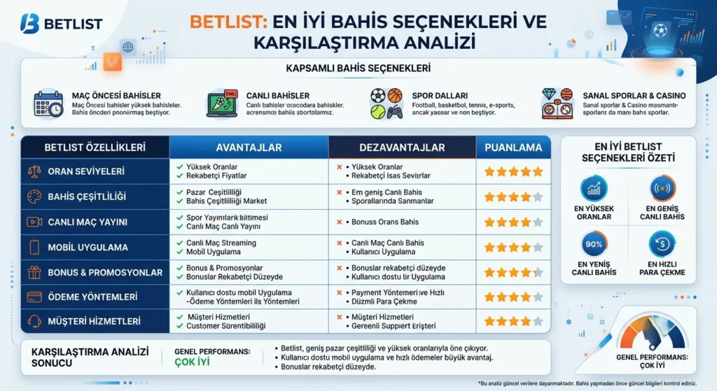Betlist En İyi Bahis Seçenekleri ve Karşılaştırma Analizi