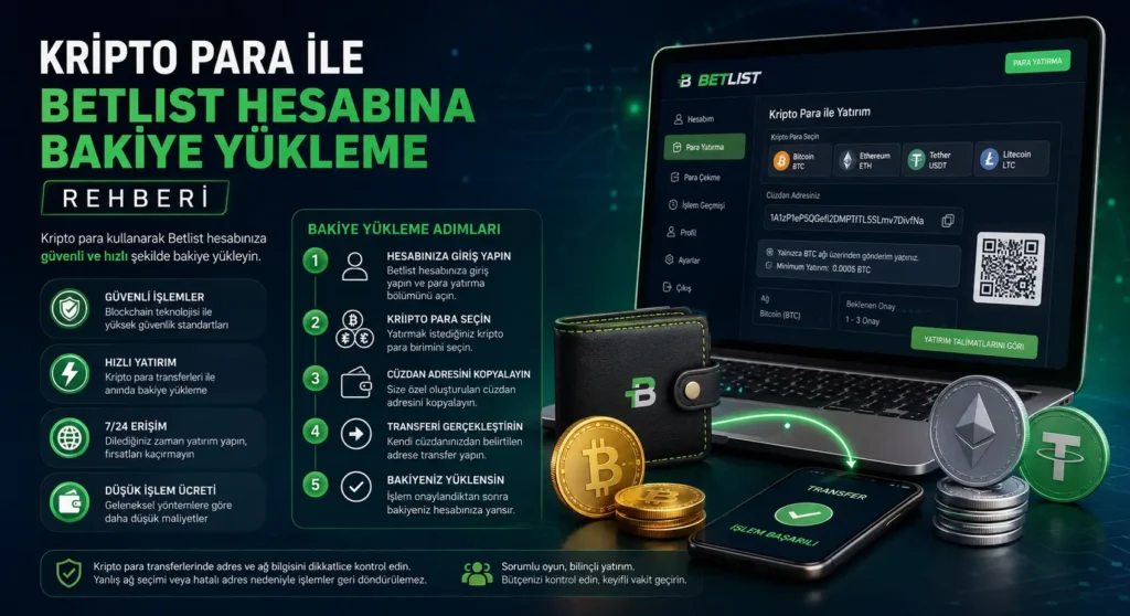 Kripto Para ile Betlist Hesabına Bakiye Yükleme Rehberi