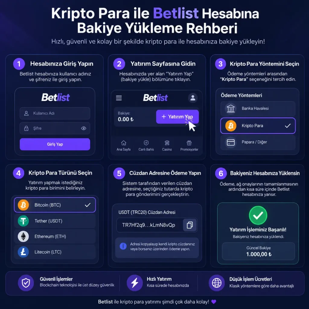 Kripto Para ile Betlist Hesabına Bakiye Yükleme Rehberi